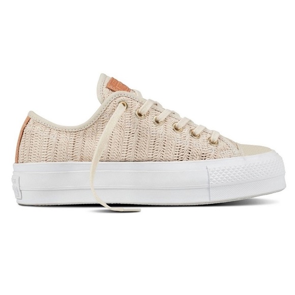 Converse Chuck Taylor All Star Lift Herringbone Mesh Neutral Low Top Sneaker 6.5 - Picture 1 of 14